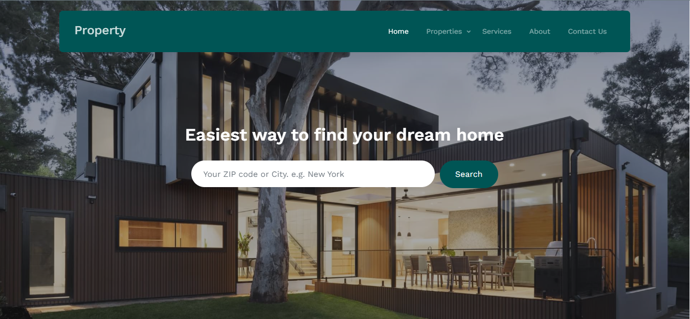 Image de la page d'acceuil du site property